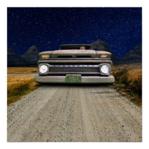 Oude  Rat Rod Pickup Truck Zombie Driver Perfect Poster