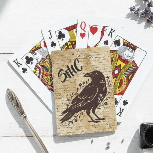 Oude Raven Script Esthetische Huisinwijding Pokerkaarten