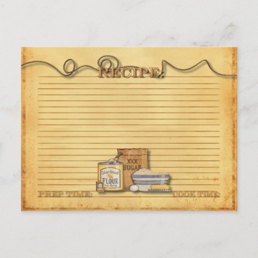 oude recept-kaart briefkaart (Voorkant)