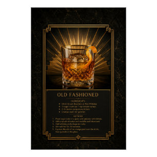 Oude Recept Poster voor Cocktailbar Bar Kunst Perfect Poster