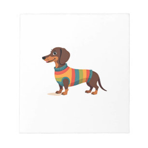 Oude regenboog trui Das cute lange hond Il Notitieblok