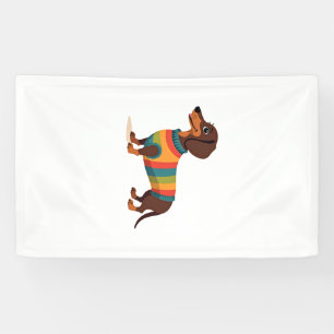 Oude regenboog trui Das cute lange hond illustrati Spandoek