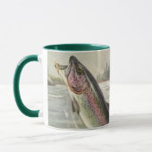 Oude regenboogforel visser vissen op vis mok (Links)