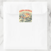 Oude reis Long Beach Californië Vierkante Sticker (Tas)