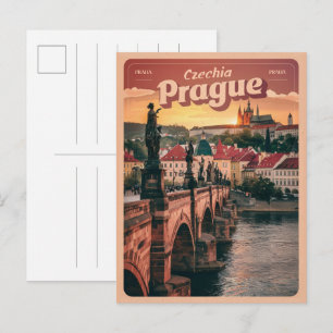 Oude reis Praag Tsjechische Republiek cadeaus, bru Briefkaart