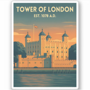 Oude Reis Toren van Londen UK Retro Landschap Sticker