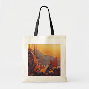 Oude Reis, Vliegtuig boven jonkens in Hong Kong Tote Bag