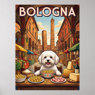 Oude Reisaffiches | Bologna Italië Hond Pasta Poster