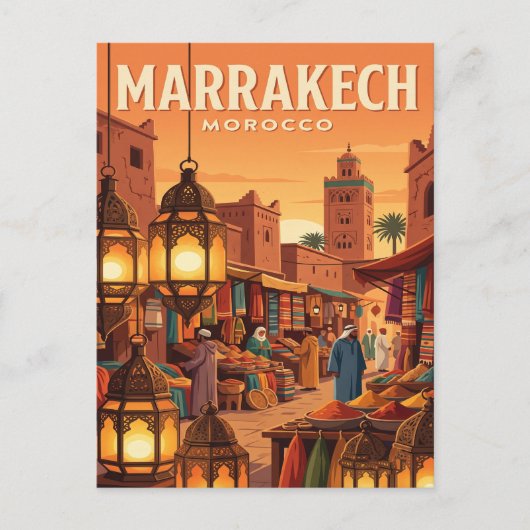Oude Reisansichtkaart | Marrakech Marokko Briefkaart (Voorkant)