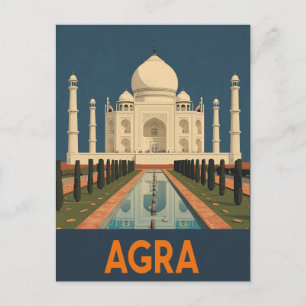 Oude Reiskaart Agra India Taj Mahal Briefkaart