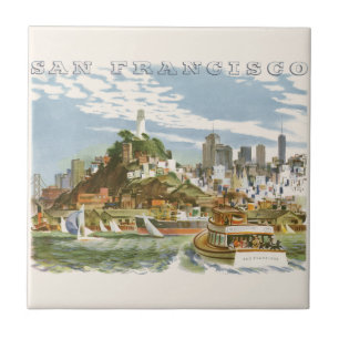 Oude reiskaart van San Francisco Bay Ferryboot Tegeltje