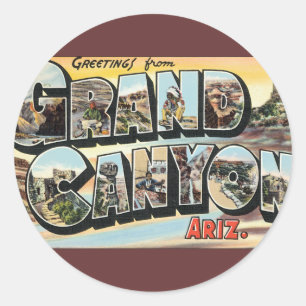 Oude reiskaarten Groeten van Grand Canyon Arizona Ronde Sticker
