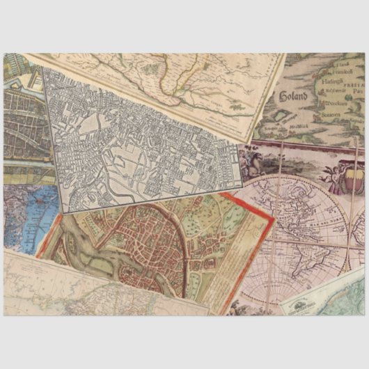 Oude reiskaarten tissuepapier (Voorkant)