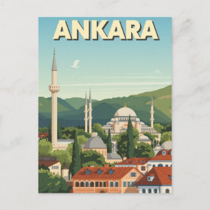 Oude reisposter Ankara Turkije Moskee Briefkaart