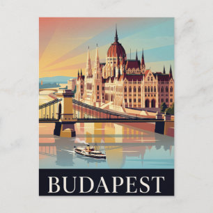 Oude Reisposter BUDAPEST Briefkaart