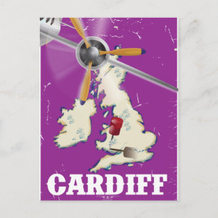 Oude reisposter Cardiff Wales Briefkaart