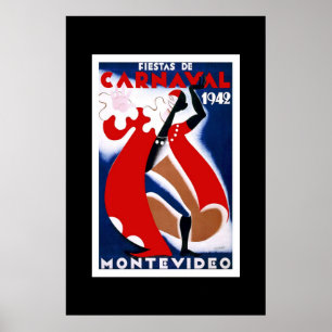 Oude Reisposter Carnaval Uruguay Poster