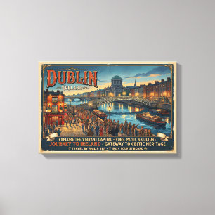 Oude reisposter Dublin Ierland Canvas Afdruk