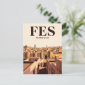 Oude Reisposter | Fes, Marokko Briefkaart (Staand voorkant)
