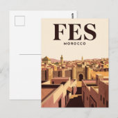 Oude Reisposter | Fes, Marokko Briefkaart (Voorkant / Achterkant)