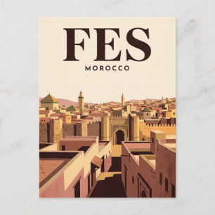 Oude Reisposter Fes, Marokko Briefkaart