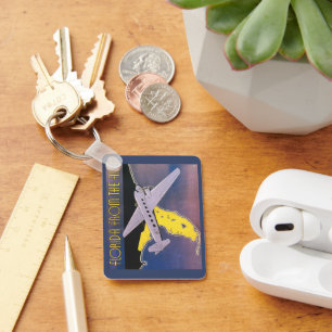 Oude Reisposter, Florida vanuit de lucht Vliegtuig Sleutelhanger