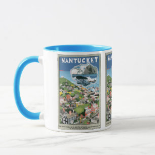 Oude Reisposter, Kaart van Nantucket Island, MA Mok