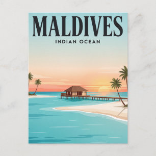 Oude Reisposter Malediven Briefkaart