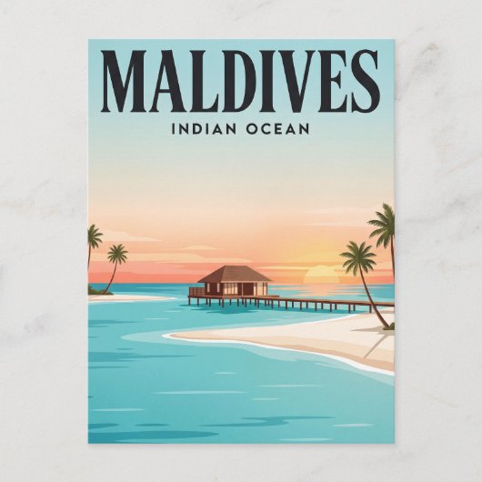 Oude Reisposter | Malediven Briefkaart (Voorkant)