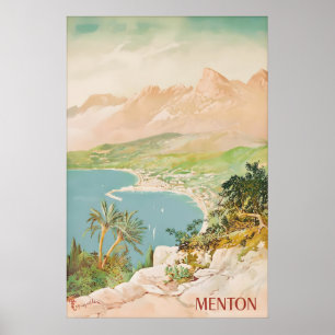 Oude Reisposter Menton Frankrijk Franse Riviera Poster