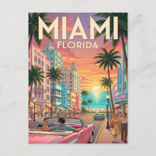 Oude Reisposter Miami Florida Briefkaart