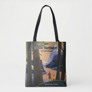 Oude reisposter Pacific Northwest 1925 Trein Draagtas