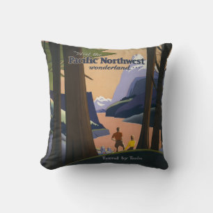 Oude reisposter Pacific Northwest 1925 Trein Kussen