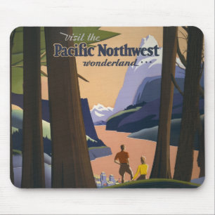 Oude reisposter Pacific Northwest 1925 Trein Muismat