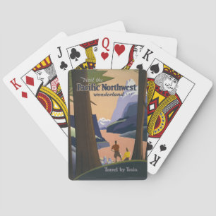 Oude reisposter Pacific Northwest 1925 Trein Pokerkaarten
