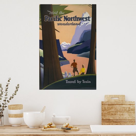 Oude reisposter Pacific Northwest 1925 Trein Poster (Keuken)