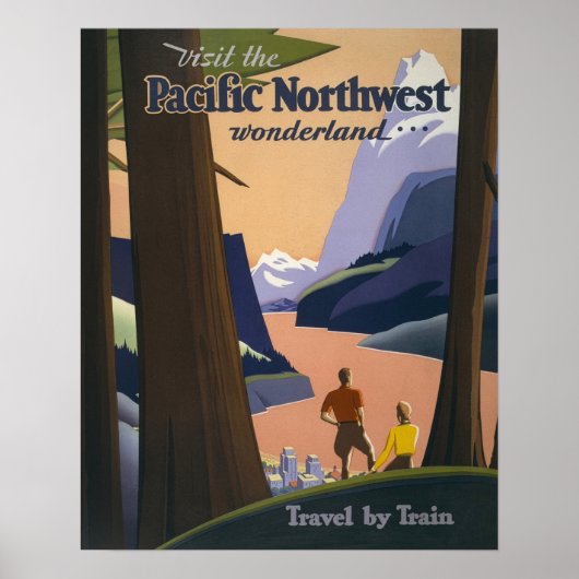 Oude reisposter Pacific Northwest 1925 Trein Poster (Voorkant)
