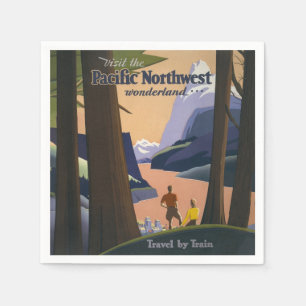 Oude reisposter Pacific Northwest 1925 Trein Servet