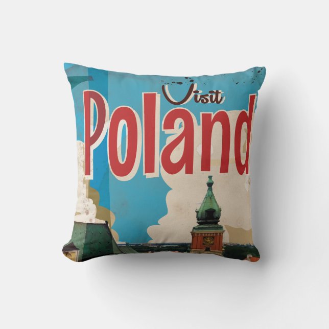 Oude reisposter Polen Kussen (Voorkant)