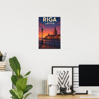 Oude Reisposter Riga Letland Poster