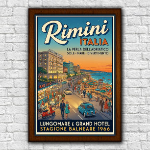 Oude Reisposter Rimini, Italië, jaren '60 Poster