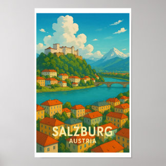Oude Reisposter Salzburg Oostenrijk Poster