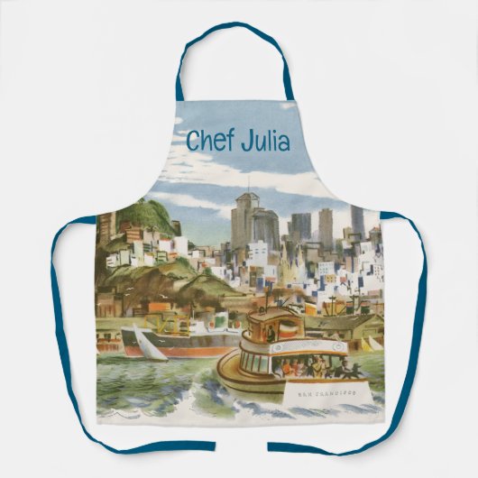 Oude Reisposter San Francisco Bay Ferryboot Schort (Voorkant)