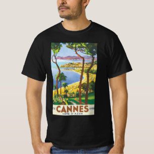 Oude Reisposter, Strand in Cannes, Frankrijk T-shirt
