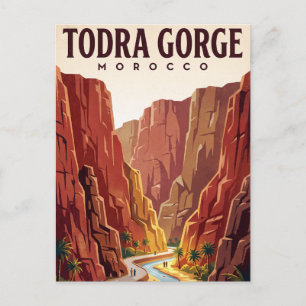 Oude Reisposter Todra-kloof Marokko Briefkaart
