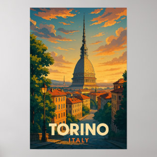 Oude Reisposter Torino Italië Poster