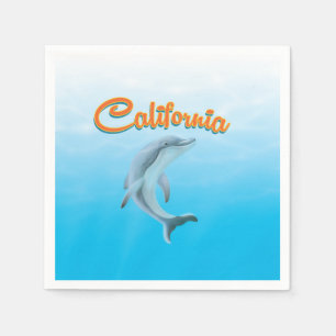 Oude reisposter van Californië Dolfijn Servetten