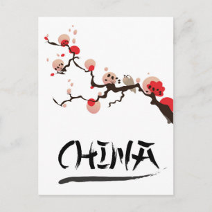 Oude reisposter van China Ink. Briefkaart