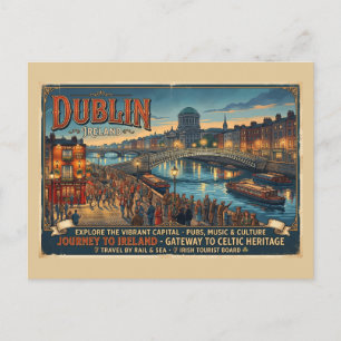 Oude reisposter van Dublin Ierland Briefkaart
