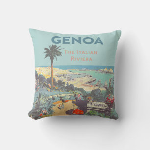Oude reisposter van Genoa Italiaanse Riviera 1931 Kussen